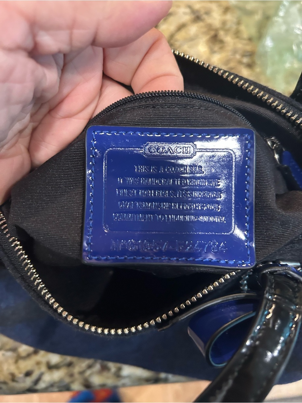 Coach 2013 Wool Stripe F24784 Charcoal Cobalt Blue Satchel Handbag Purse Rare. - Picture 3 of 12